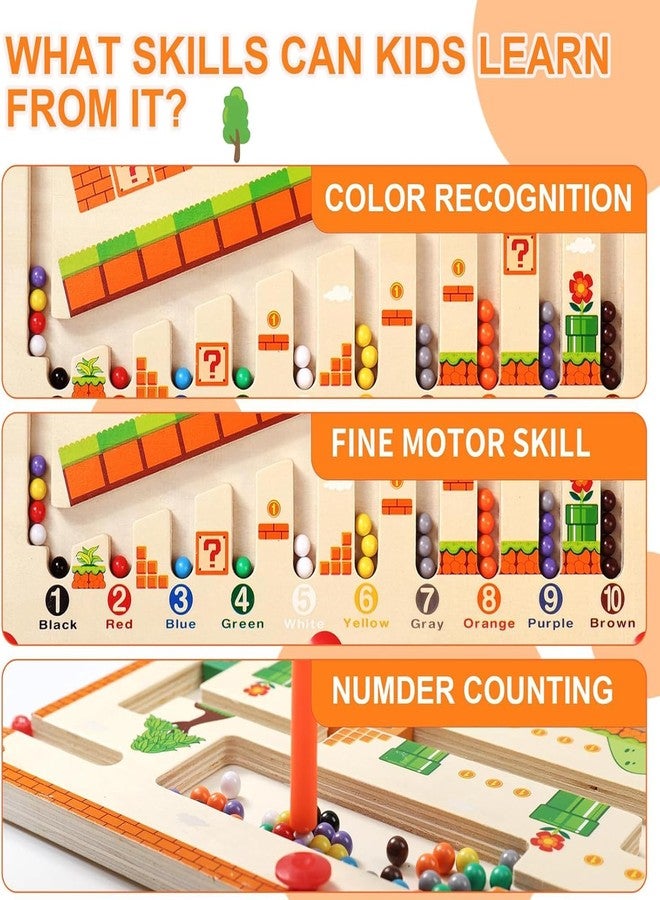 EMNDR Wooden Magnetic Maze Board Toy - Montessori Color & Counting Puzzle Game | Learning Toy for Kids Age 3 4 5 Years | Educational STEM Board for Toddlers Boys & Girls (Mushroom Maze Board) - Image 2